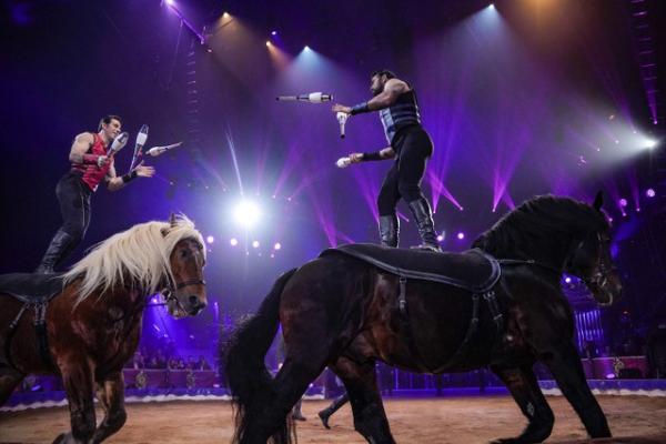 Goud voor Charles en Alexandre Gruss met jongere op paarden.